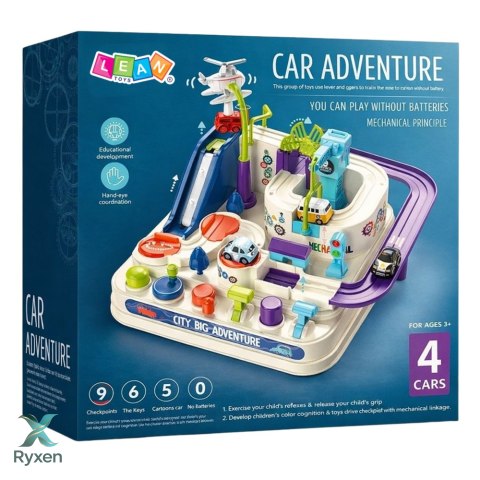 Tor Przeszkód Interaktywny Parking Dla Dzieci Cztery Autka LEAN TOYS