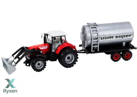 Traktor Rolniczy Koparka z Cysterną Napęd Czerwony LEAN TOYS