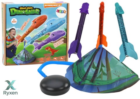 Wyrzutnia Rakiet Gra Dinozaury Las Kolorowe Pompka LEAN TOYS