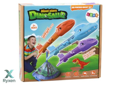 Wyrzutnia Rakiet Gra Dinozaury Las Kolorowe Pompka LEAN TOYS
