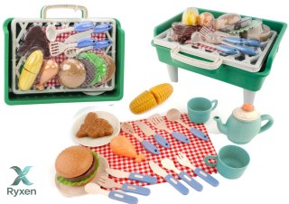 Zestaw Do Grillowania Grill Jedzenie Sztućce Talerzyki Filiżanki LEAN TOYS