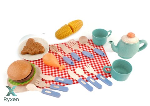 Zestaw Do Grillowania Grill Jedzenie Sztućce Talerzyki Filiżanki LEAN TOYS