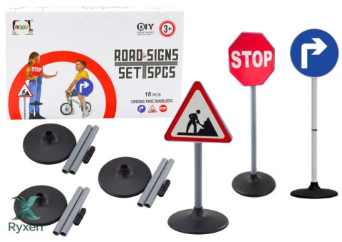 Zestaw Edukacyjny Duże Znaki Drogowe 76cm 3 Szt LEAN TOYS