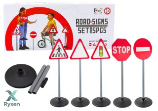 Zestaw Edukacyjny Znaki Drogowe Ostrzegawcze 5 Szt 70cm LEAN TOYS