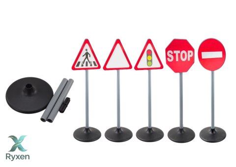 Zestaw Edukacyjny Znaki Drogowe Ostrzegawcze 5 Szt 70cm LEAN TOYS