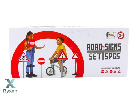 Zestaw Edukacyjny Znaki Drogowe Ostrzegawcze 5 Szt 70cm LEAN TOYS
