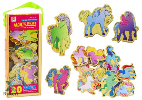 Zestaw Magnesów Drewnianych Jednorożce Kolorowe 20 Sztuk LEAN TOYS