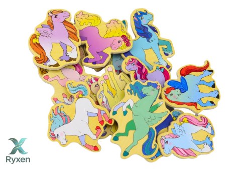 Zestaw Magnesów Drewnianych Jednorożce Kolorowe 20 Sztuk LEAN TOYS