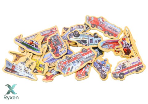 Zestaw Magnesy Drewniane Pojazdy Statki Samoloty 20 Sztuk LEAN TOYS