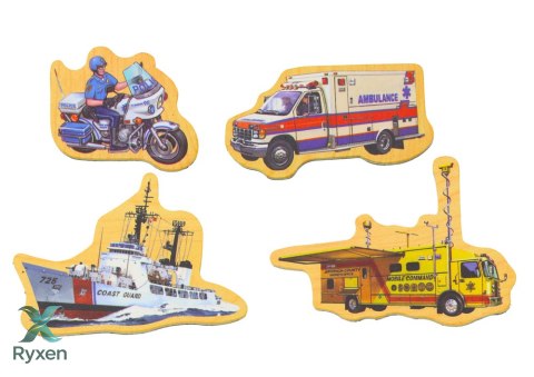 Zestaw Magnesy Drewniane Pojazdy Statki Samoloty 20 Sztuk LEAN TOYS
