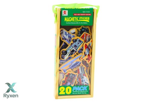 Zestaw Magnesy Drewniane Pojazdy Statki Samoloty 20 Sztuk LEAN TOYS