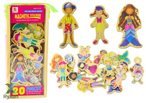 Zestaw Magnesy Drewniane Postacie W Przebraniach Kolorowe 20 Sztuk LEAN TOYS