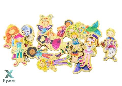 Zestaw Magnesy Drewniane Postacie W Przebraniach Kolorowe 20 Sztuk LEAN TOYS