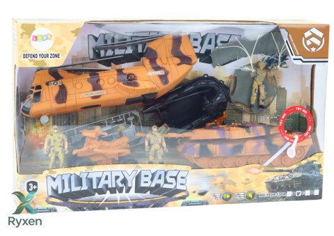 Zestaw Militarny Czołg Wojskowy Helikopter Śmigłowiec Spadochroniarz Dźwięki LEAN TOYS