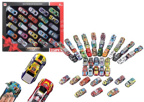 Zestaw Resoraków Autka Samochody Z Napędem Kolorowe 25 Sztuk LEAN TOYS