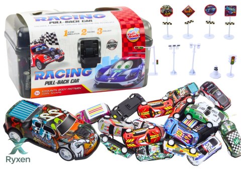 Zestaw Resoraków W Walizce 25szt Znaki Drogowe Samochody LEAN TOYS