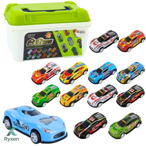 Zestaw Resoraków w Walizce Samochody Kolorowe 30 szt LEAN TOYS