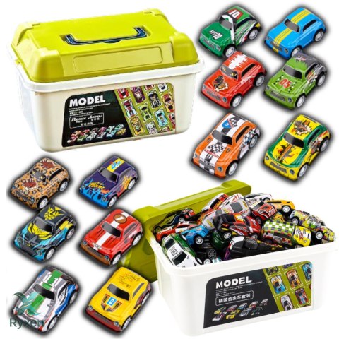 Zestaw Resoraków w Walizce Samochody Kolorowe 30 szt LEAN TOYS