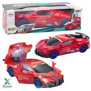 Auto Sportowe Czujnik Przeszkód Kula Led Obrót 360° Światła Dźwięk Czerwone LEAN TOYS