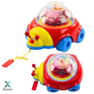 Biedronka Jeżdżąca Do Ciągnięcia Z Kulkami I Zegarem Kolorowa LEAN TOYS