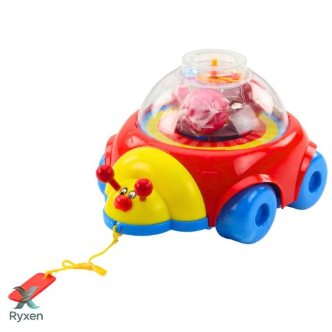 Biedronka Jeżdżąca Do Ciągnięcia Z Kulkami I Zegarem Kolorowa LEAN TOYS