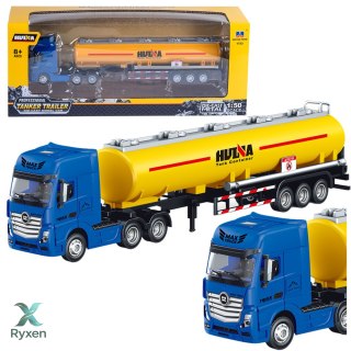 Ciężarówka Cysterna Metalowa Ruchome Elementy Żółta 1:50 HUINA
