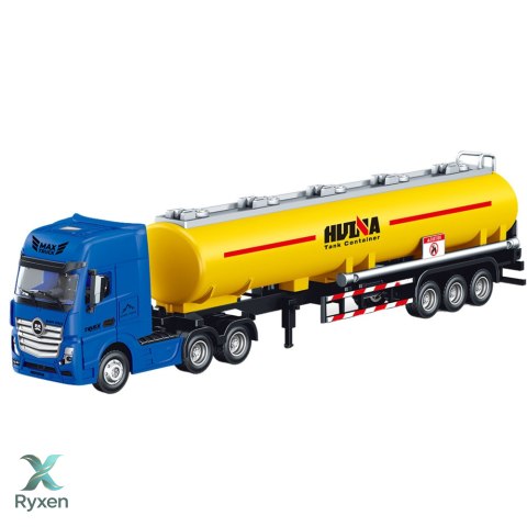 Ciężarówka Cysterna Metalowa Ruchome Elementy Żółta 1:50 HUINA