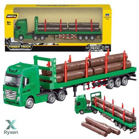 Ciężarówka Transport Drewna Metalowa Huina 1:50 Zielona HUINA