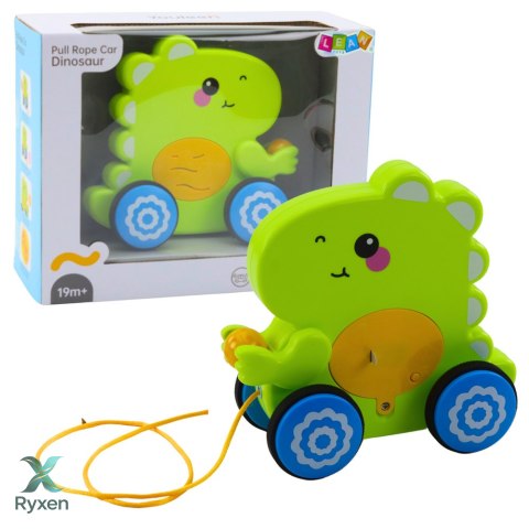 Dinozaur Na Sznurku Jeżdżący Do Ciągnięcia Dla Malucha Grzechotka Zielony LEAN TOYS