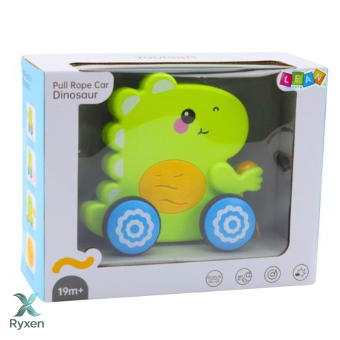 Dinozaur Na Sznurku Jeżdżący Do Ciągnięcia Dla Malucha Grzechotka Zielony LEAN TOYS