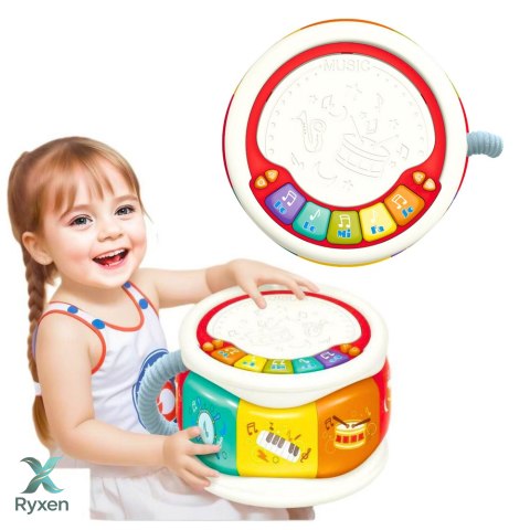 Duży Interaktywny Bębenek Edukacyjny Dla Malucha Kolorowy LEAN TOYS