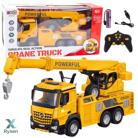 Dźwig Z Hakiem Zdalnie Sterowany RC 2.4G 9CH Żółty LEAN TOYS