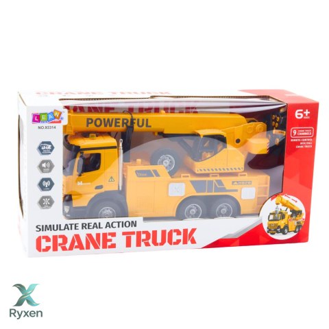 Dźwig Z Hakiem Zdalnie Sterowany RC 2.4G 9CH Żółty LEAN TOYS