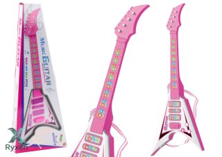 Gitara Elektryczna Dla Dzieci Światła Melodie Różowa LEAN TOYS