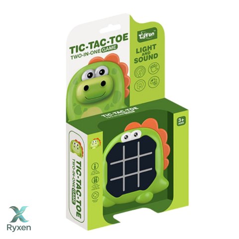 Gra Elektroniczna 3w1 Kółko i Krzyżyk Memory Dinozaur Zielony LEAN TOYS