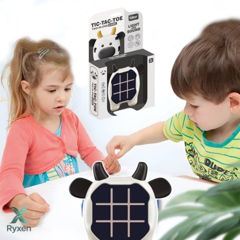 Gra Elektroniczna 3w1 Kółko i Krzyżyk Memory Krowa Biało Czarna LEAN TOYS