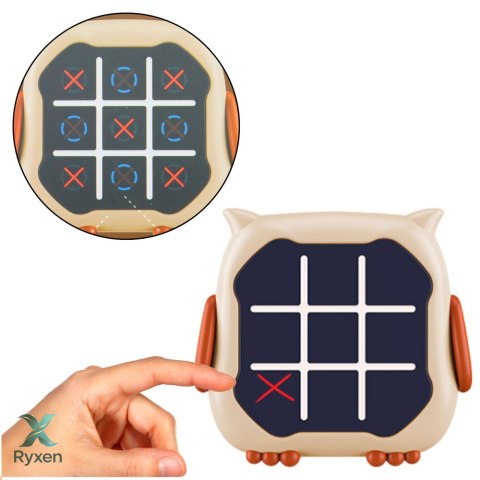 Gra Elektroniczna 3w1 Kółko i Krzyżyk Memory Sowa Beżowa LEAN TOYS