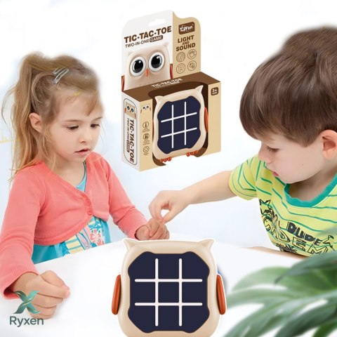 Gra Elektroniczna 3w1 Kółko i Krzyżyk Memory Sowa Beżowa LEAN TOYS
