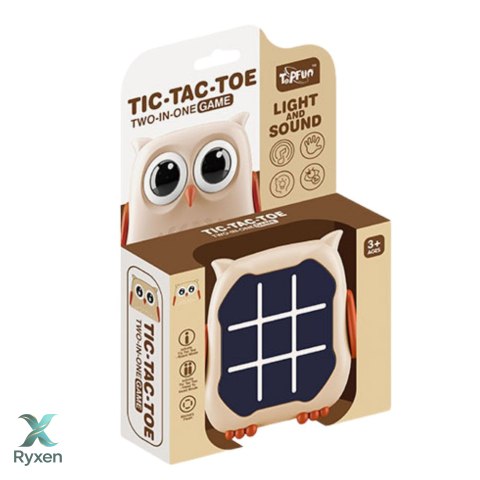 Gra Elektroniczna 3w1 Kółko i Krzyżyk Memory Sowa Beżowa LEAN TOYS