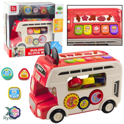 Interaktywny Autobus Edukacyjny Sorter Światła Dźwięki Czerwony LEAN TOYS