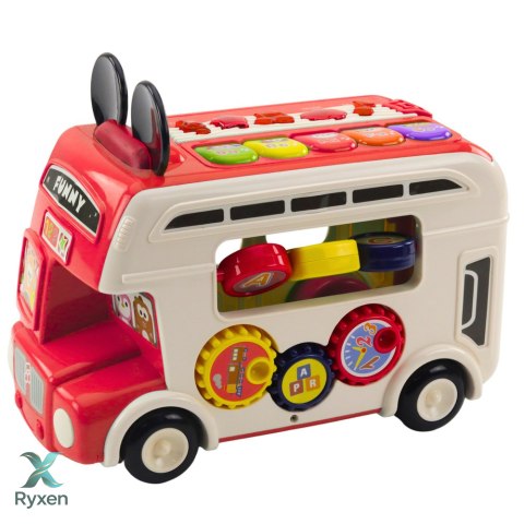 Interaktywny Autobus Edukacyjny Sorter Światła Dźwięki Czerwony LEAN TOYS