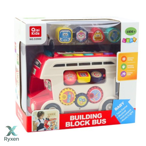 Interaktywny Autobus Edukacyjny Sorter Światła Dźwięki Czerwony LEAN TOYS