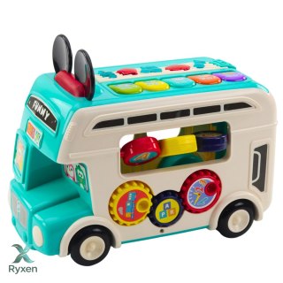 Interaktywny Autobus Edukacyjny Sorter Światła Dźwięki Turkusowy LEAN TOYS