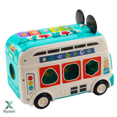 Interaktywny Autobus Edukacyjny Sorter Światła Dźwięki Turkusowy LEAN TOYS