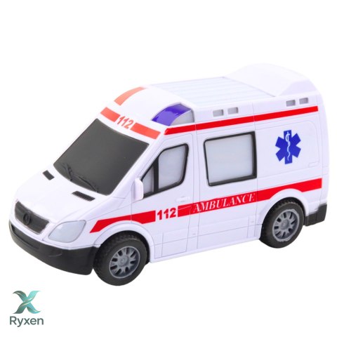 Karetka Ambulans Na Baterie Światła Dźwięki Biały LEAN TOYS
