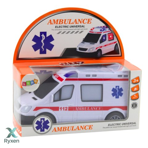 Karetka Ambulans Na Baterie Światła Dźwięki Biały LEAN TOYS