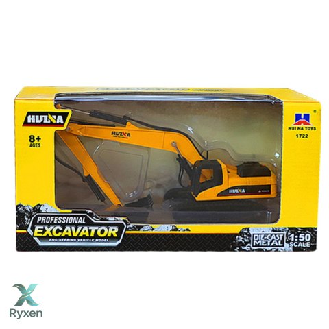 Koparka Gąsienicowa Metalowa Ruchome Ramię Huina Żółta 1:50 HUINA