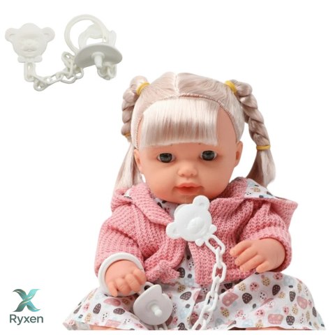 Lalka Bobas Dziewczynka Sukienka Sweterek Smoczek Dźwięki LEAN TOYS