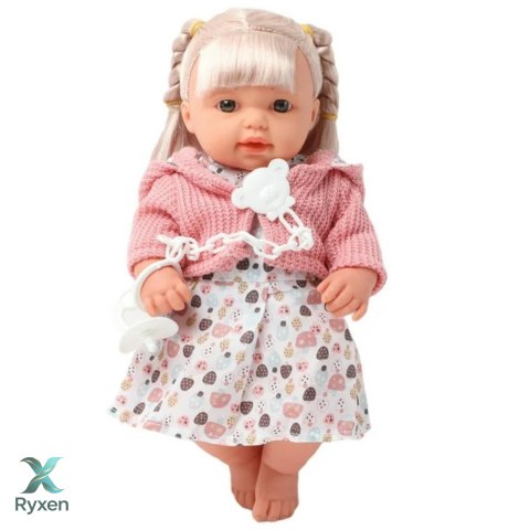 Lalka Bobas Dziewczynka Sukienka Sweterek Smoczek Dźwięki LEAN TOYS