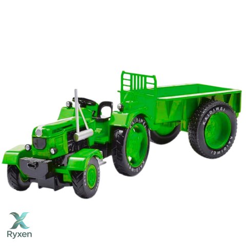 Metalowy Traktor Rolniczy Z Przyczepą Zielony 1:18 LEAN TOYS